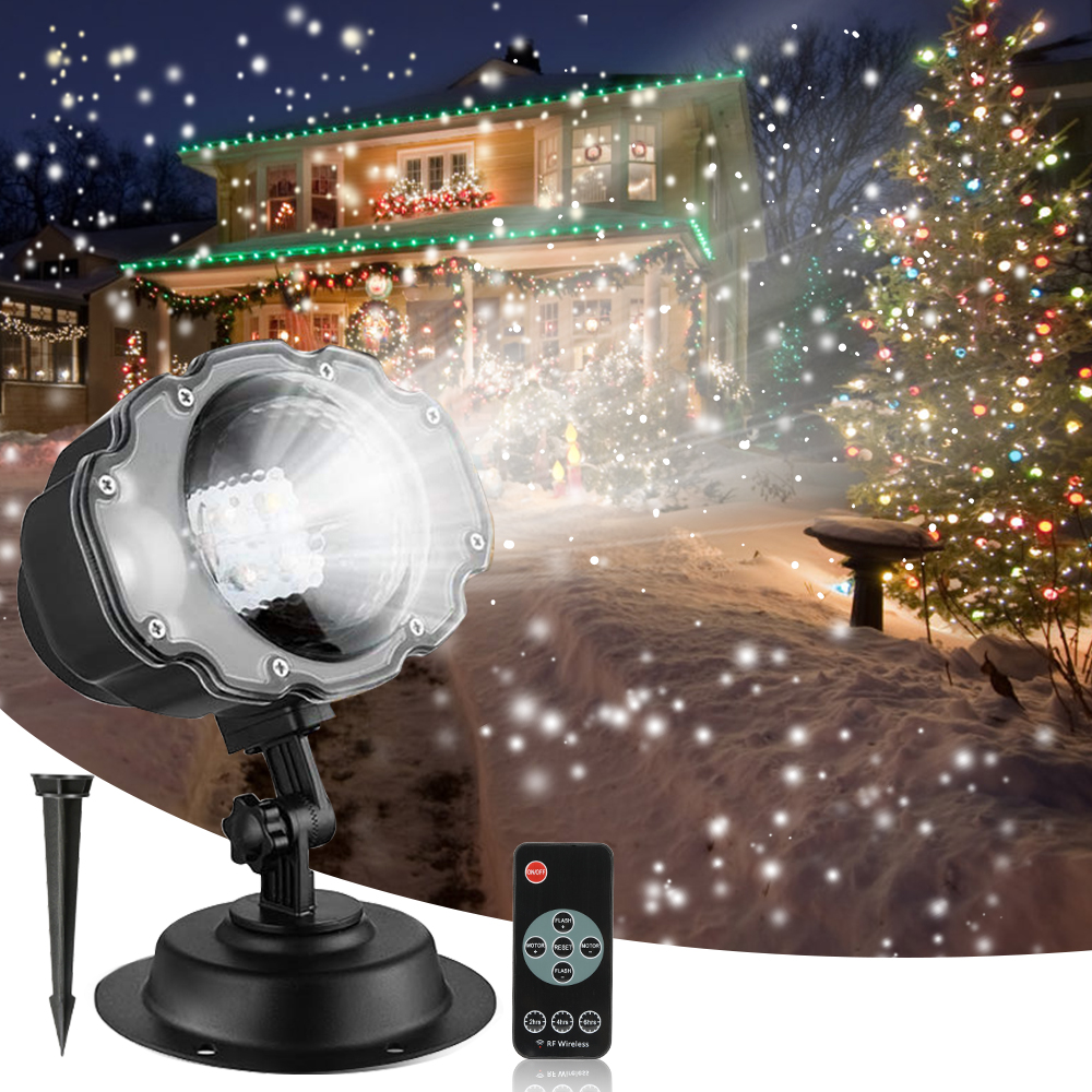 Kizen Snowing LED Christmas Projector Lamp Light IP65 Waterproof LED Outdoor Landscape Projector Lightswith Remote Control for Christmas Halloween Wedding Birthday Carden Party 