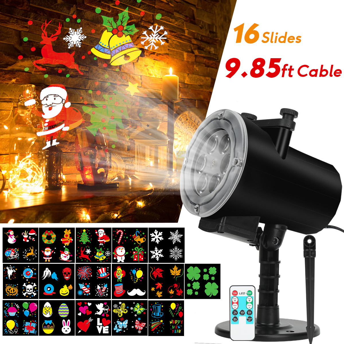 Holiday Home® 14 Orange Projection LED Lantern 3D Effect